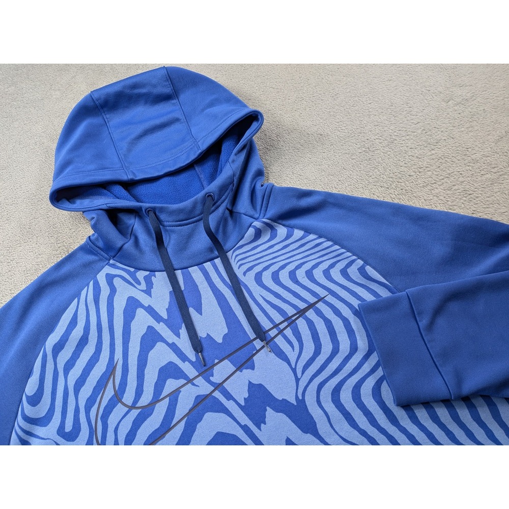 Nike Dri-FIT Mens Hoodie Blue Wavy Graphic Pullover CU6236-430 XL